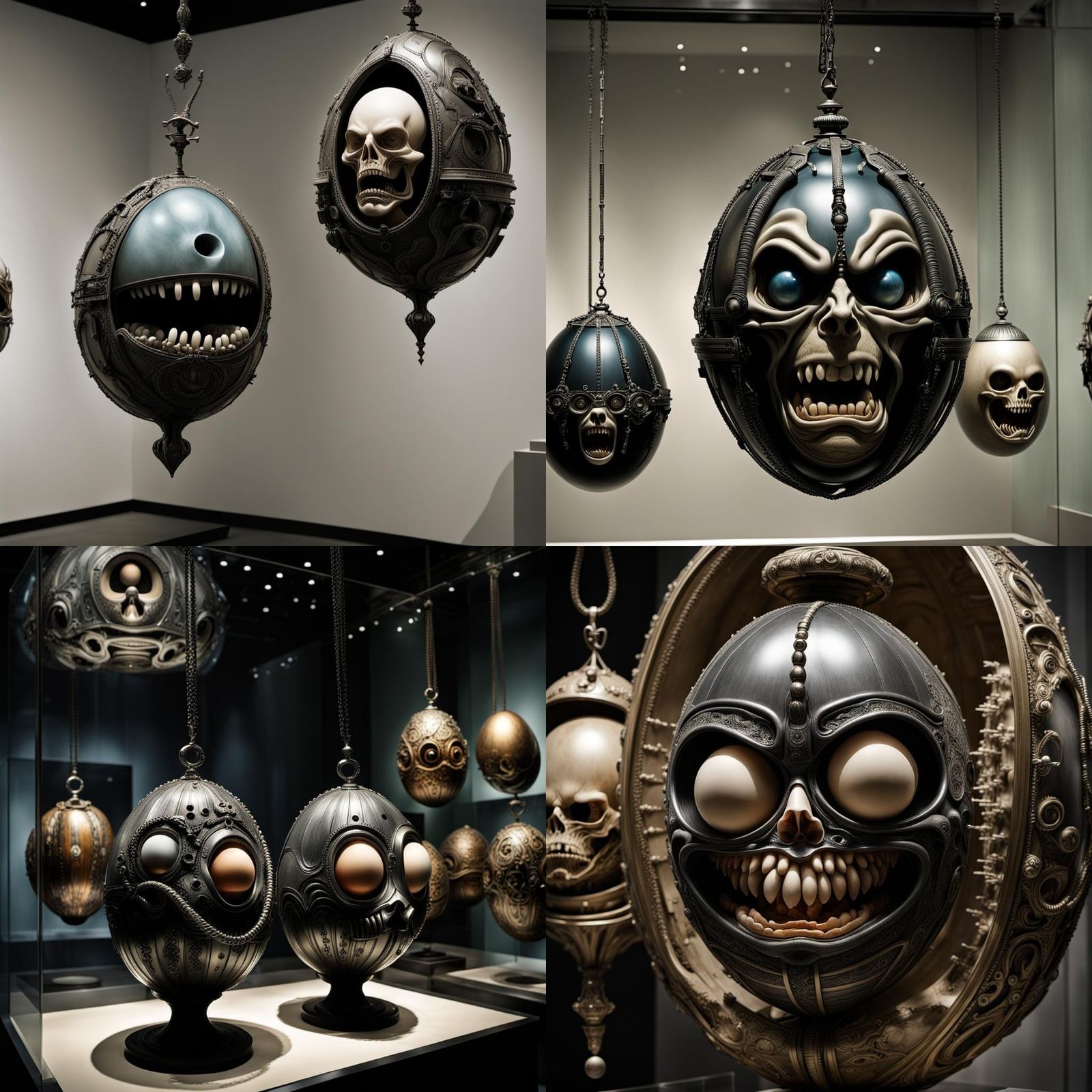 Surreal Faberge Angry Eggs in Giger Style
