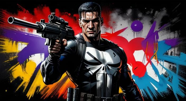 Punisher and Jason Bourne as Comic Book Graffiti