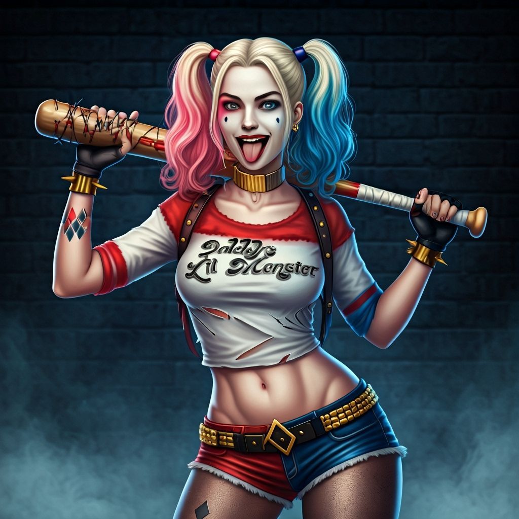 Harley Quinn Gives Thumbs Up in Comic Book Style