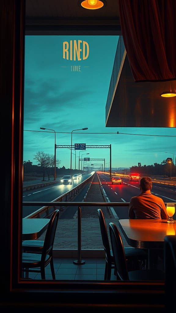 Lonely Diner in California: Hopper-Inspired Portrait