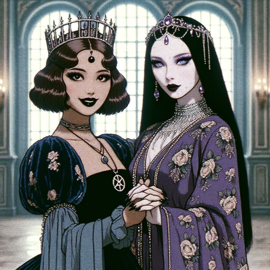 Vintage Cell-Animated Ballroom Dance Between Two Women