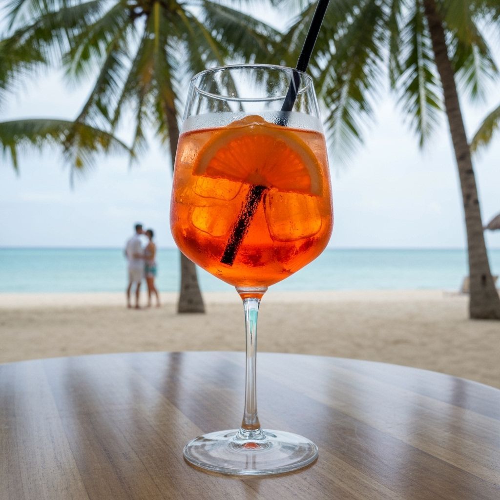 Aperol Spritz on Tropical Beach: Professional Photography