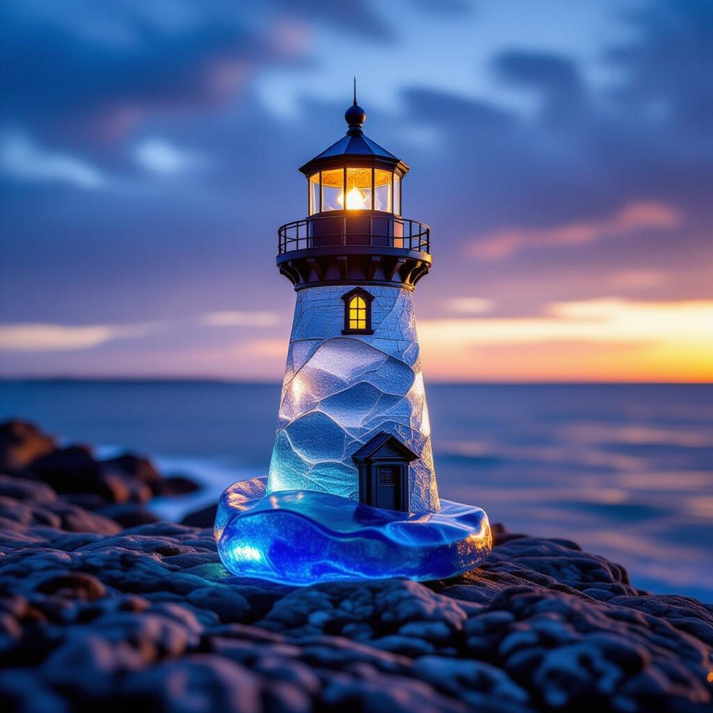 Sea Glass Lighthouse on Rugged Coastline