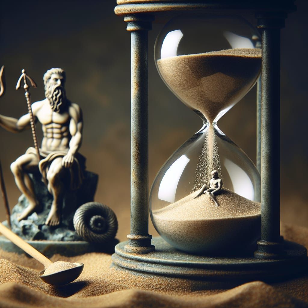 Hourglass and Cronos: Personification of Time