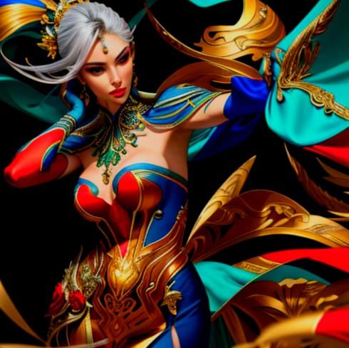 Ethereal Woman in Vibrant Colors