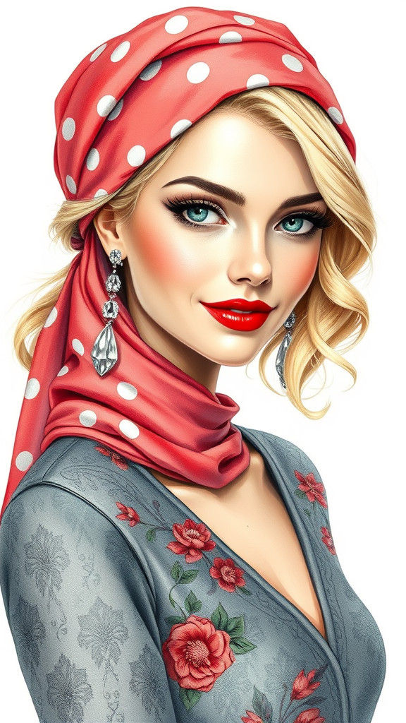 Elegant Fantasy Woman Portrait in Oil-Watercolor Style