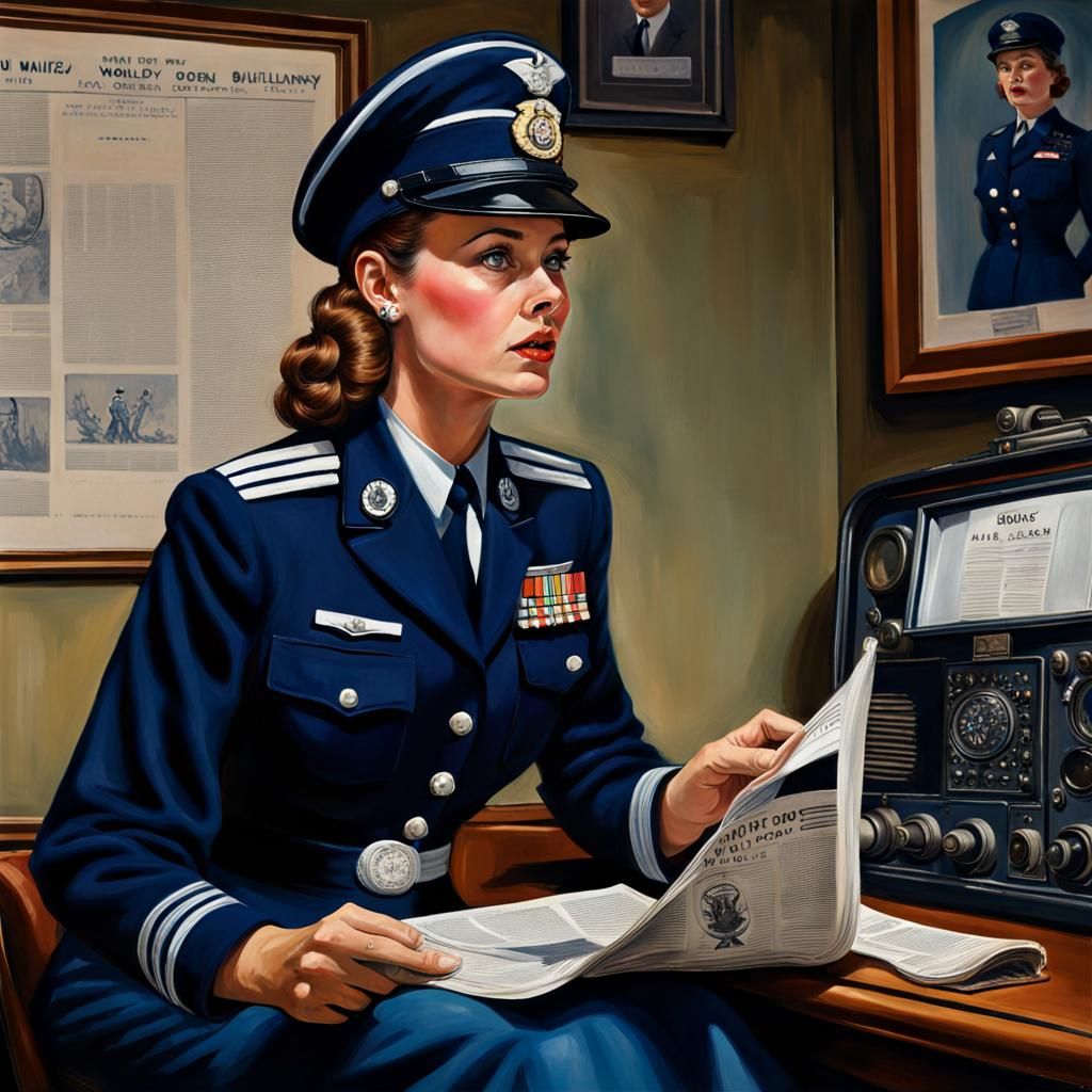 WAAF Officer Receives Shocking News, Oil Painting