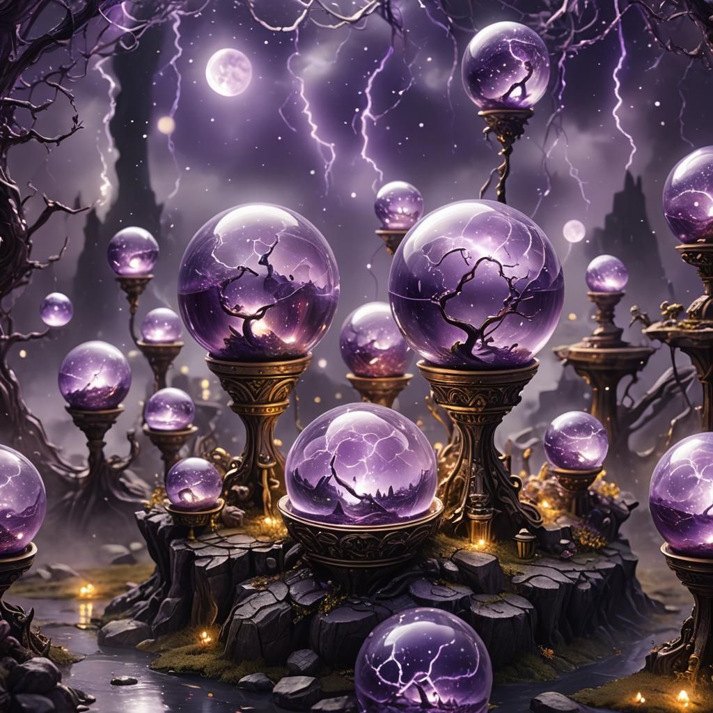 Magic Orb: Miniature Fantasy World, Digital Illustration