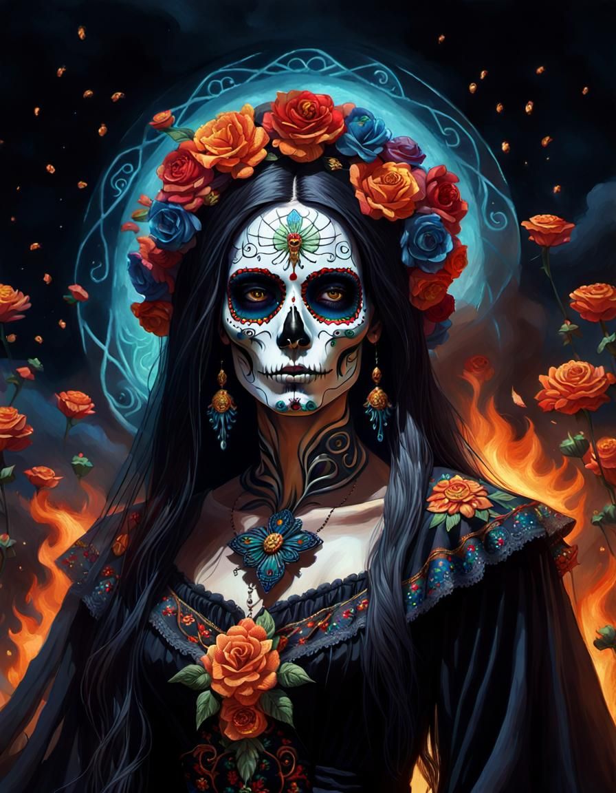 Santa Muerte in Dark Fantasy Style