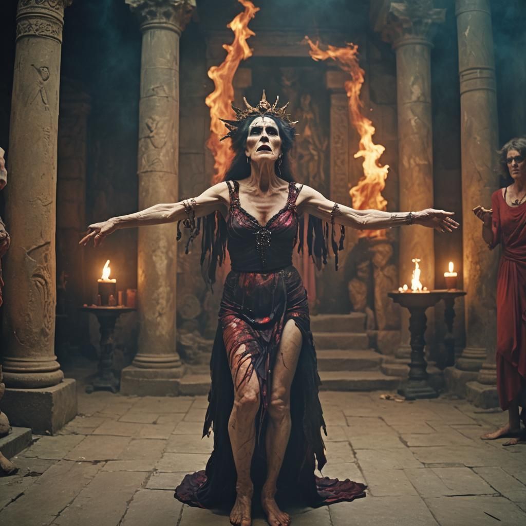 Transvestite as Salome in Mystical Temple, Expressionist Pai...