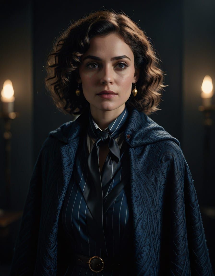 Cinematic Portrait of Woman in Velvet with Dramatic Lighting