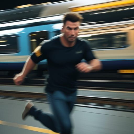 Cinematic Train Station Chase in Golden Hour