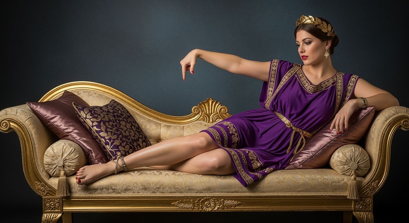 Roman Empress Lounging in Opulent Setting