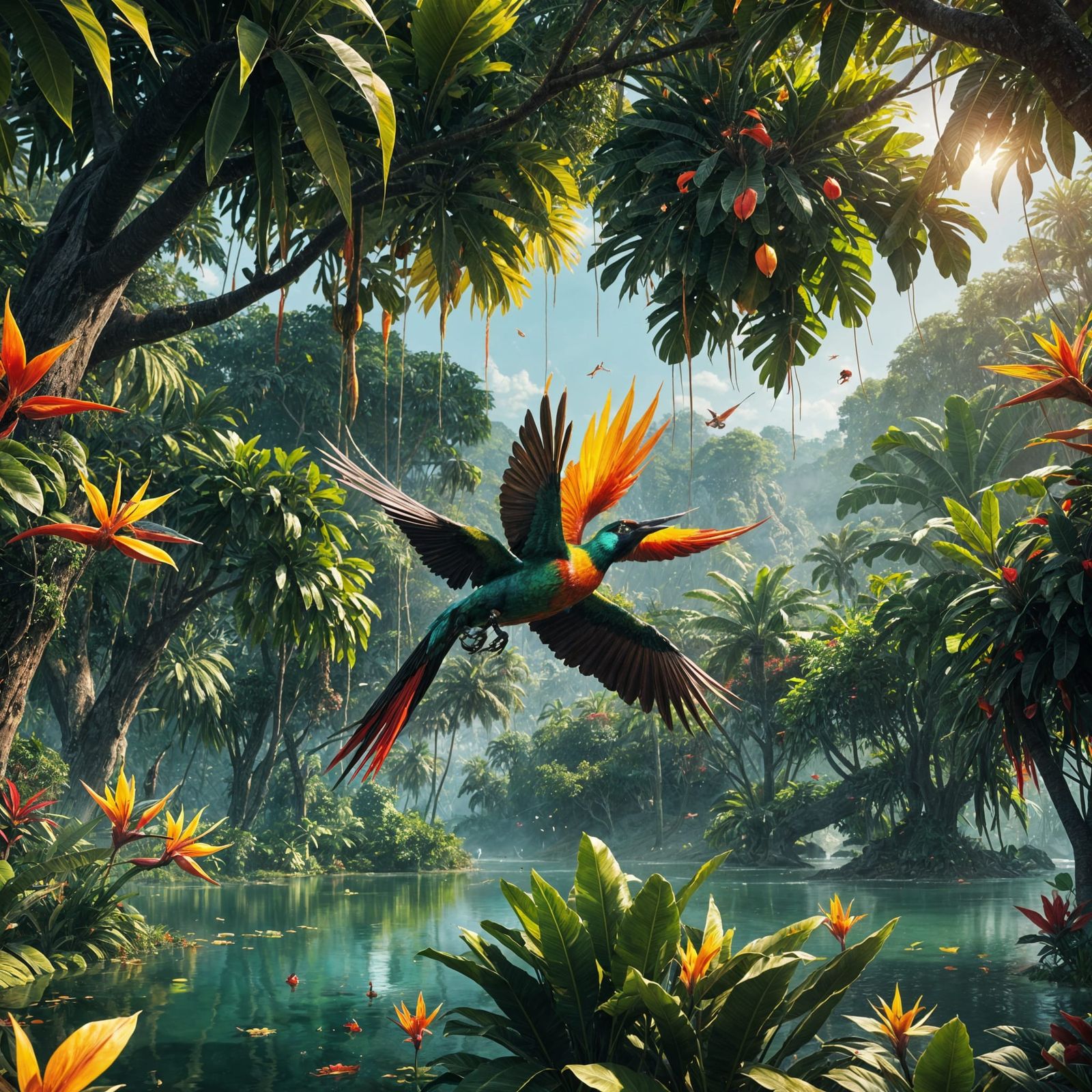 Bird of Paradise in a Fantastical Matte Painting