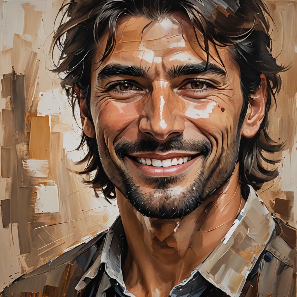 Bold Portrait of a Handsome Man in Abstract Style