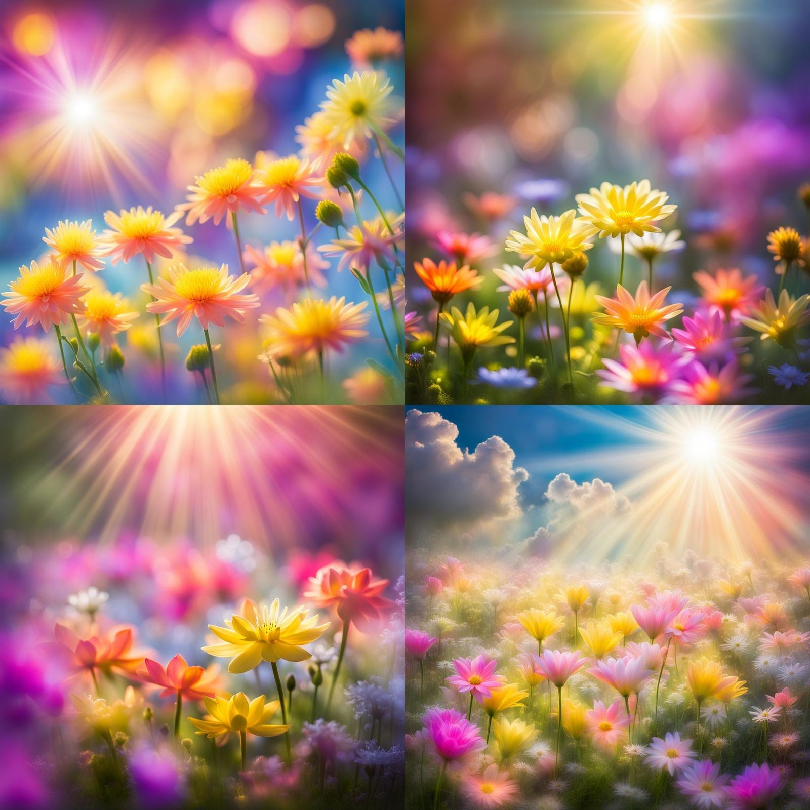 Neon Flowers and Fairy in Dreamy Light