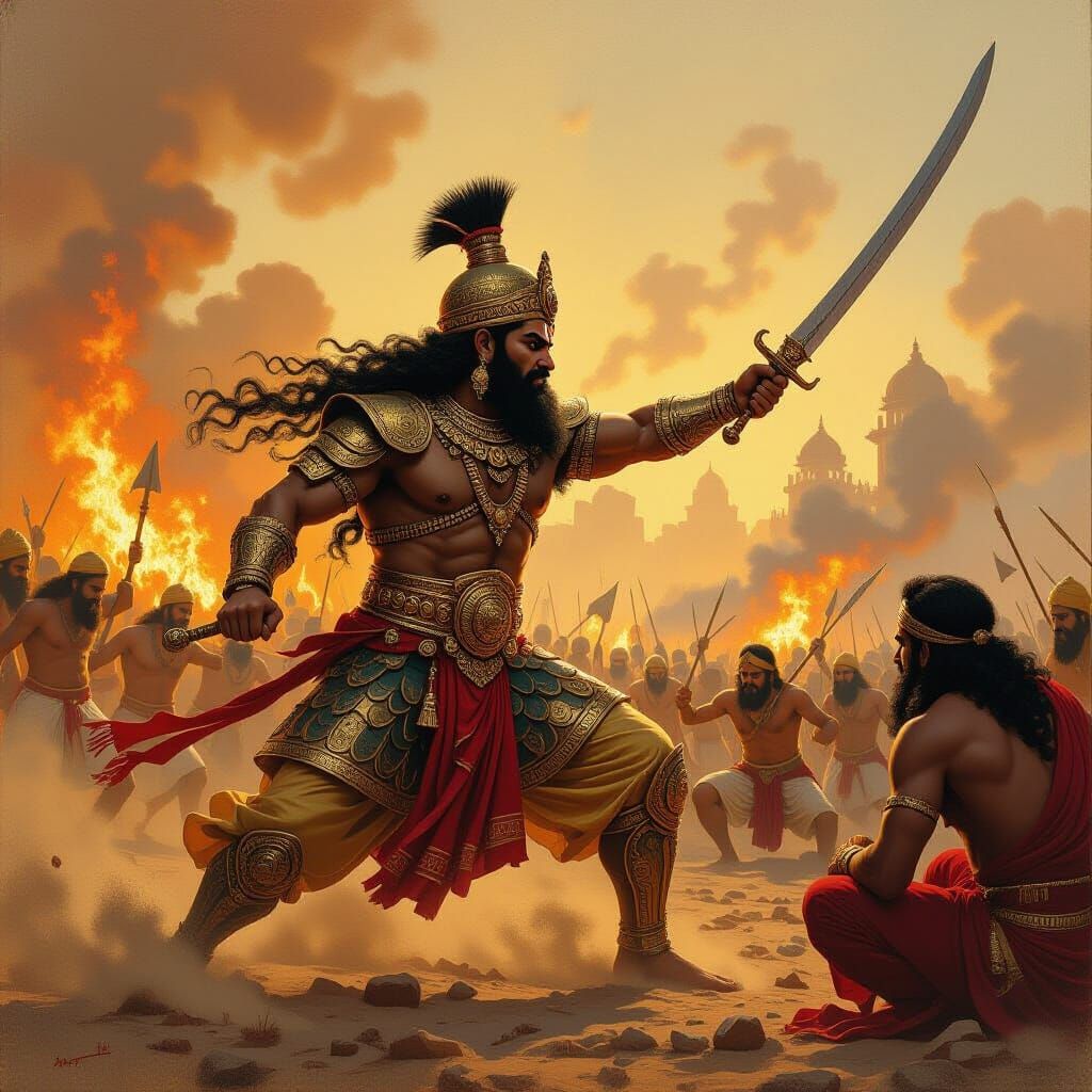 Duryodhan and Bhima Clash on Kurukshetra