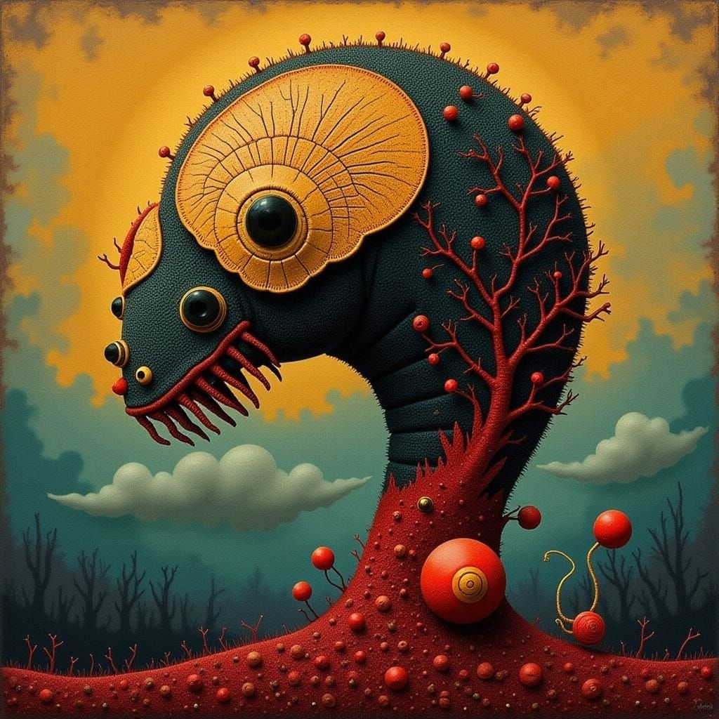 Dark Claymation Crawdad in a Haunting Underwater Scene