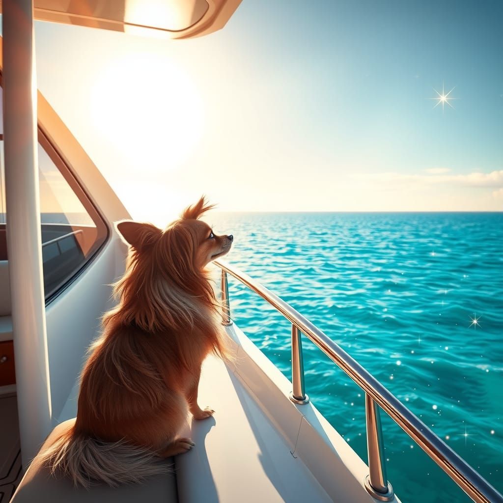 Chihuahua on Yacht Deck in Dreamlike Digital Art
