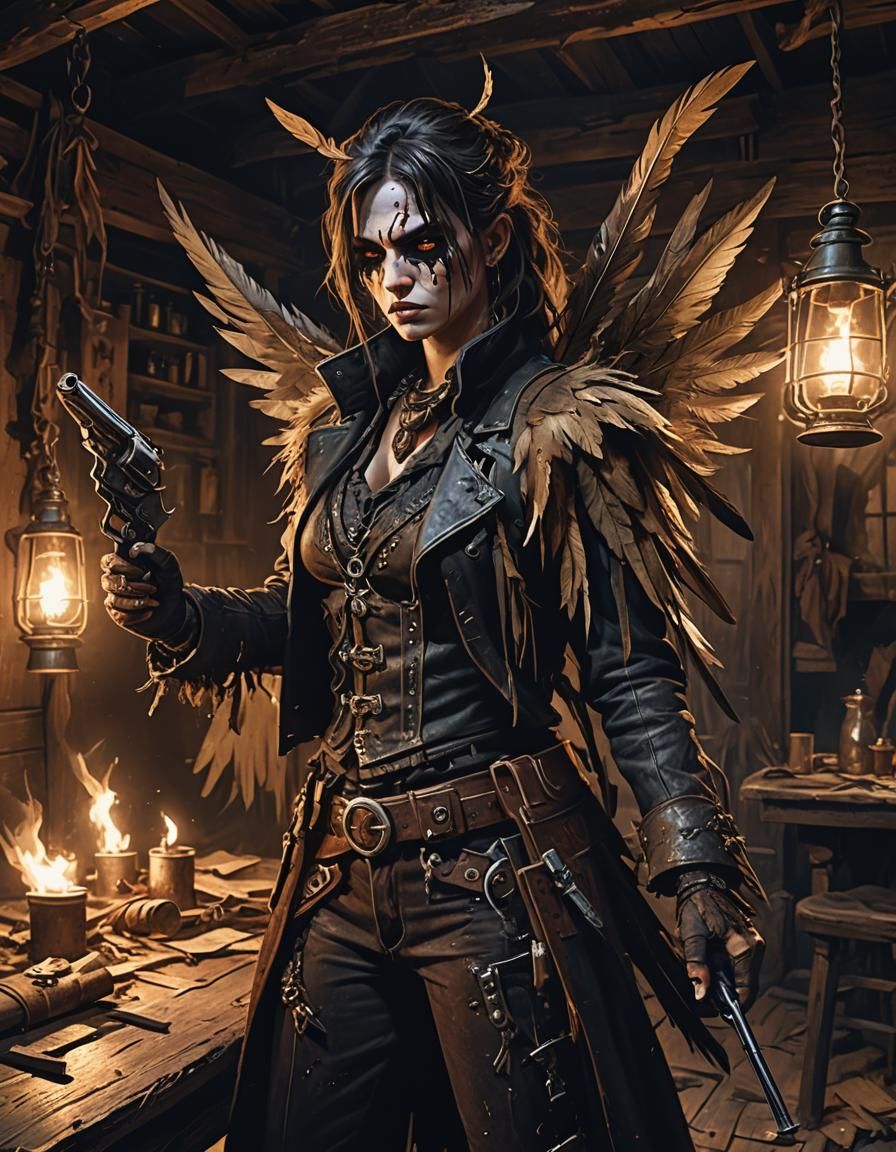 Wild west fae, fairies, eerie horror movie aesthetic