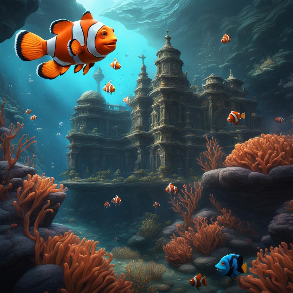 Detailed Matte Painting of Nemo in Deep Color