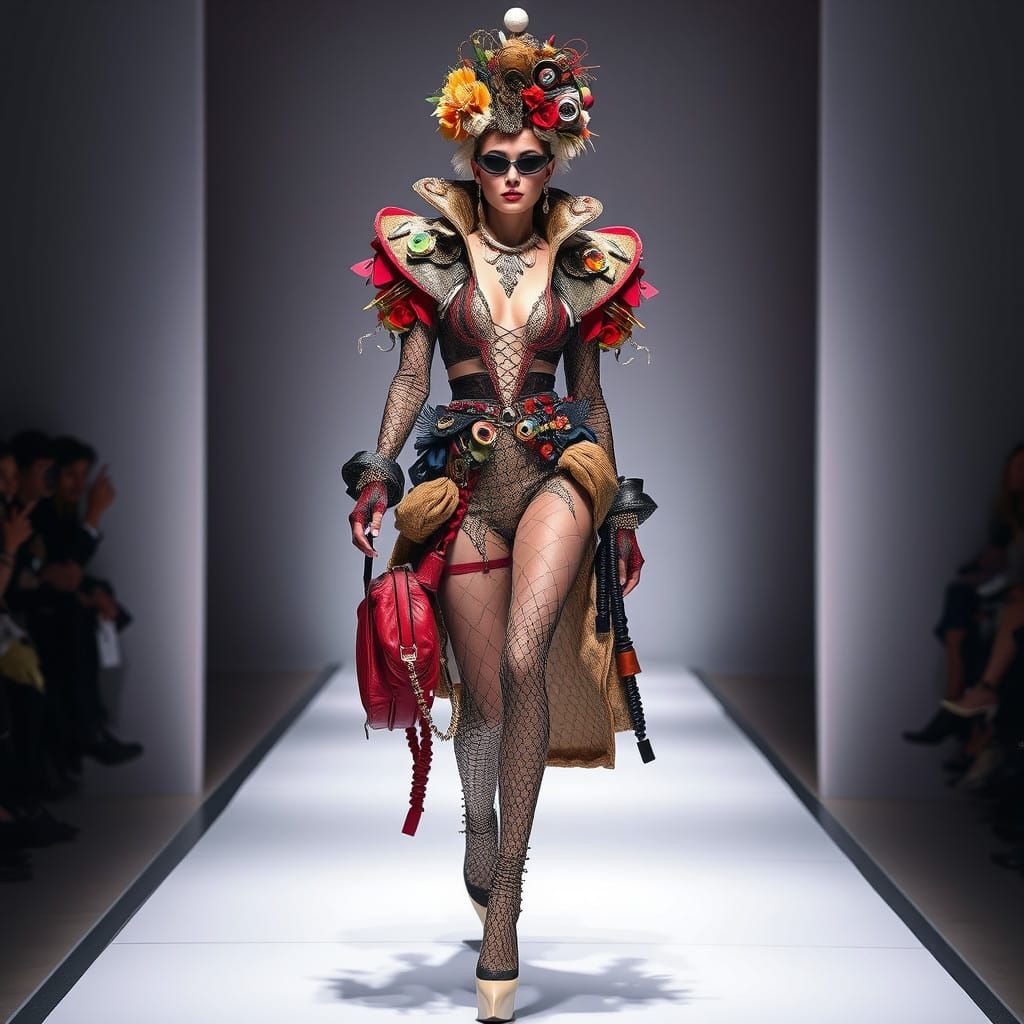 Surrealist Fashion Model Struts Down Catwalk in Avant-Garde ...