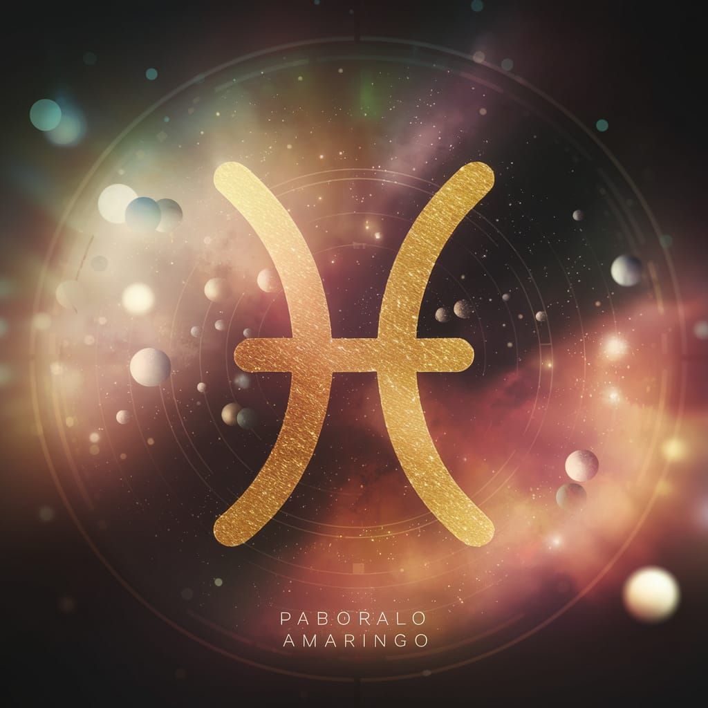 zodiac Sign in gold, in focus the zodiac fishes ♓️ the unive...