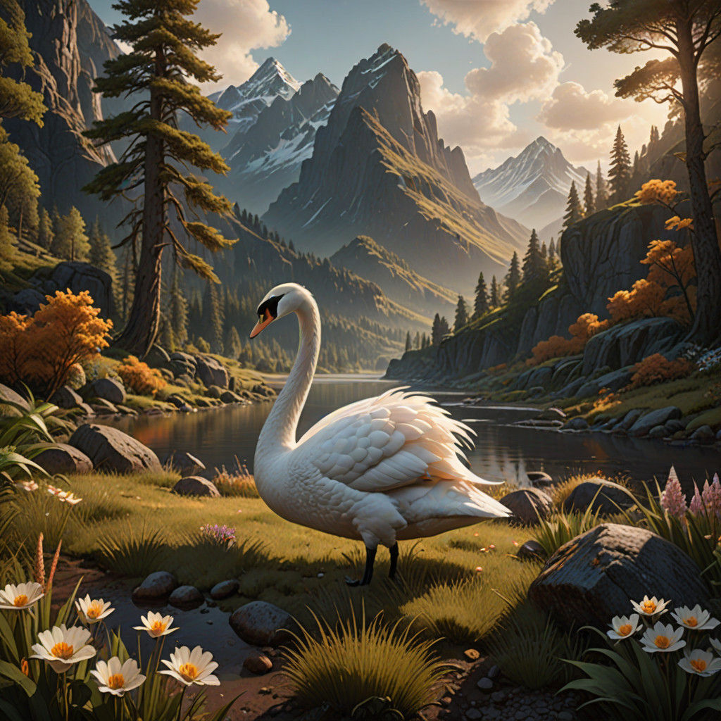 Fantastical Swan in Earthy Paradise