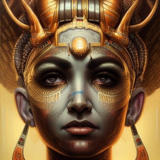 Hyperrealistic Goddess Hathor in Sinister Detail