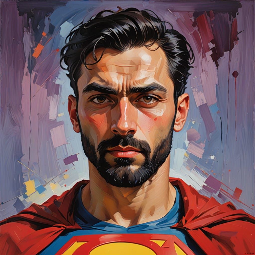 Turkish Pakistani Superman with Neo-Impressionist Brushstrok...