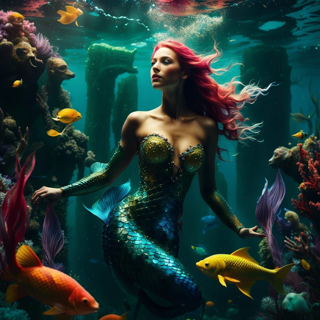 Beautiful Mermaids Swimming: A Cinematic Masterpiece