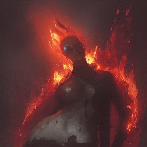 Sinister Spontaneous Combustion in Dark Fantasy Style