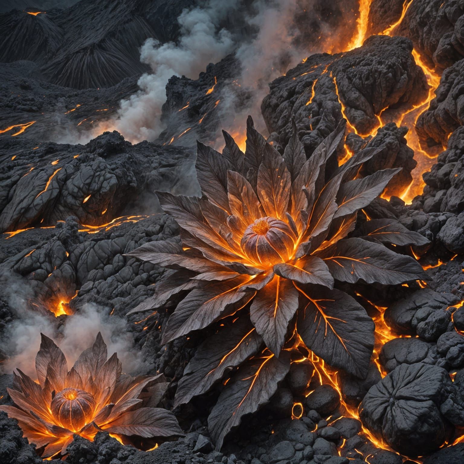 Crystal Flower Survives Volcanic Lava Flow