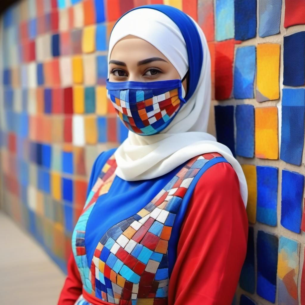 Woman in Hijab with Attractive Smile Oil Painting