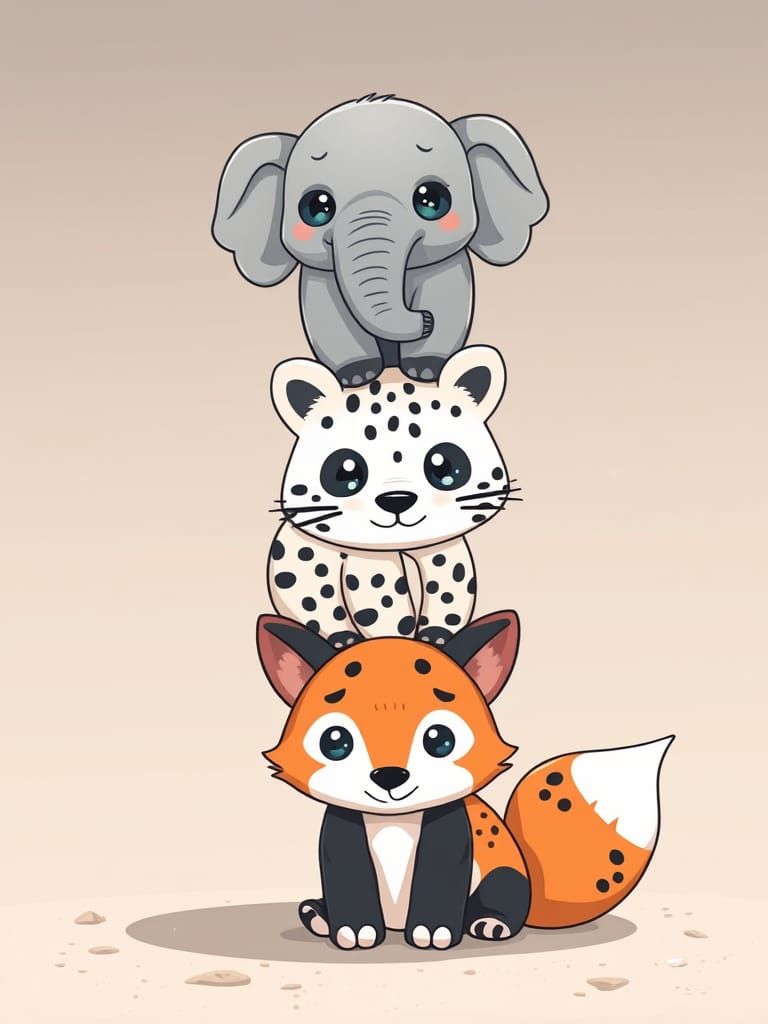 Kawaii Animal Stack: Adorable Anime Style
