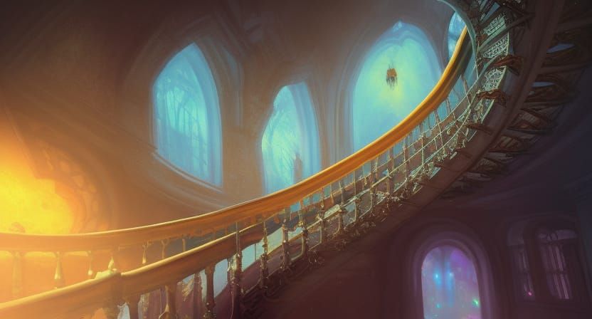 Haunted Stairway: Dynamic Lighting in Digital Art