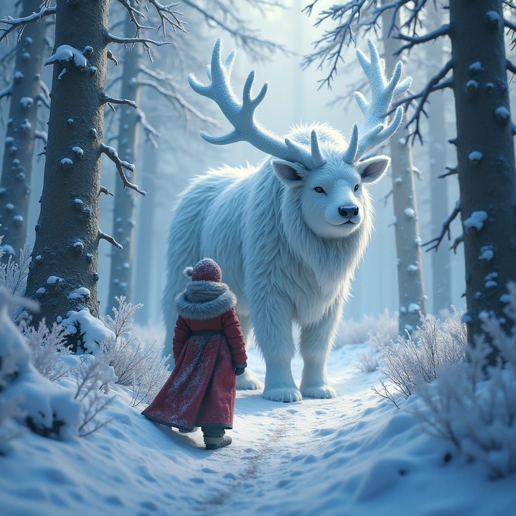 Jack Frost in Winter Forest: Matte Painting Style