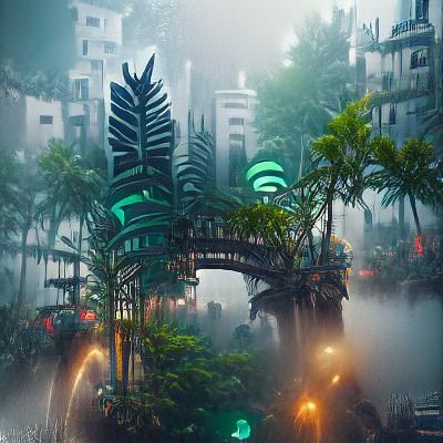 Futuristic jungle city