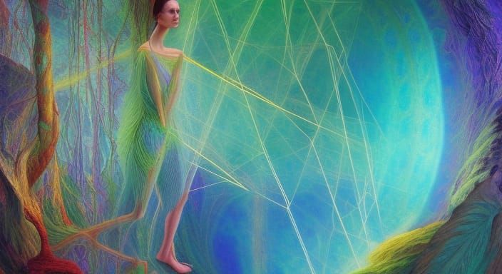 Cosmic Dream in Magical Woods: Digital Illustration