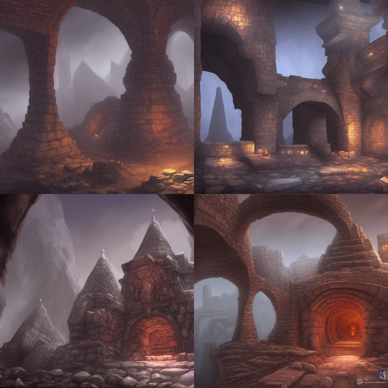 Dwarven Underground Bridge Fortress with Dramatic Shading