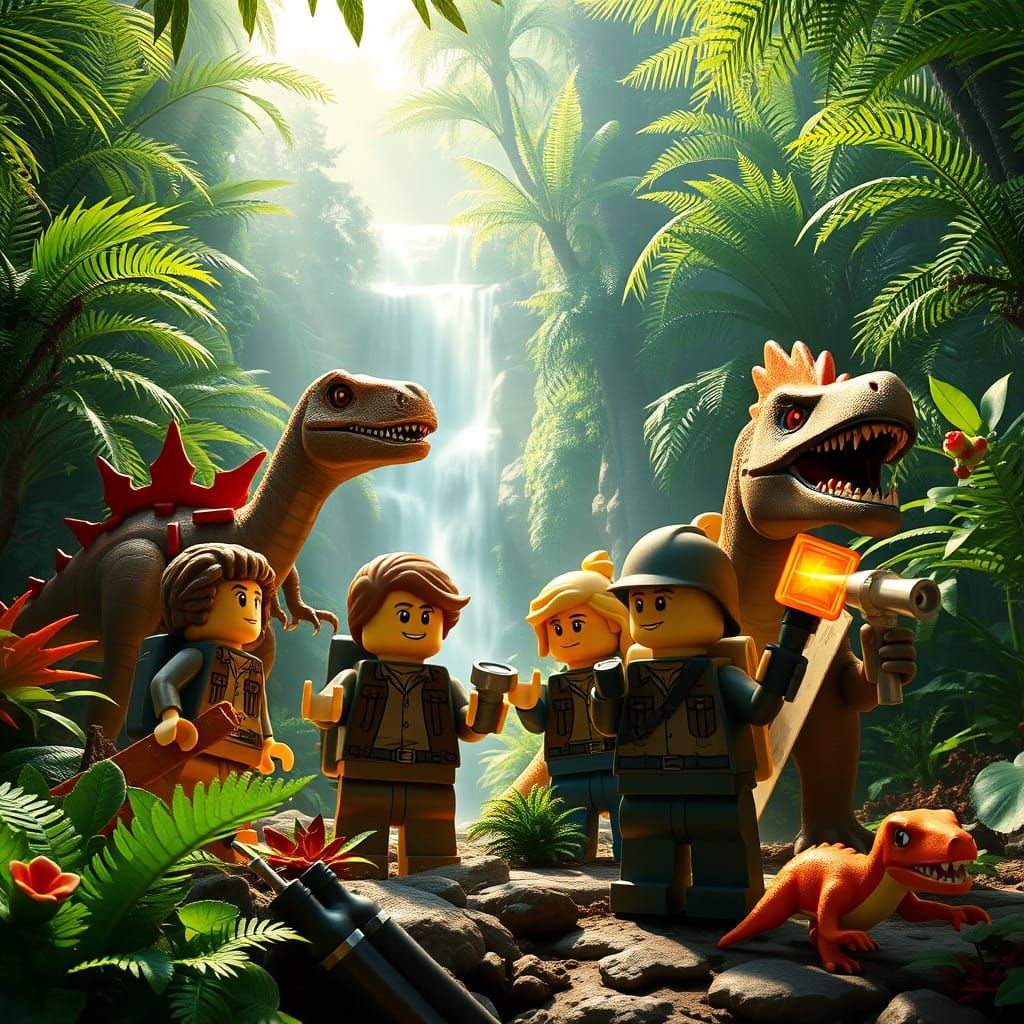 Vibrant LEGO Minifigures Explore Prehistoric Jungle