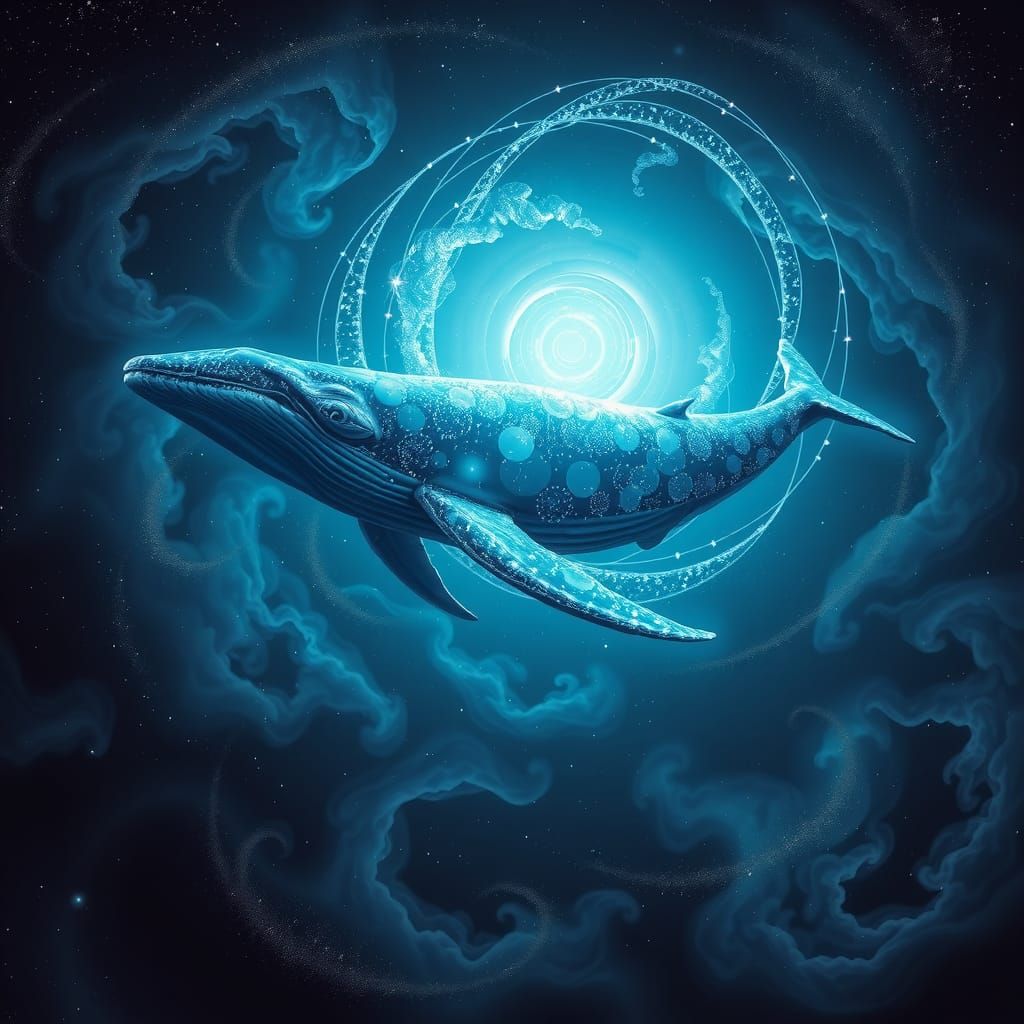 Celestial Whale Drifting Through Starry Vortex