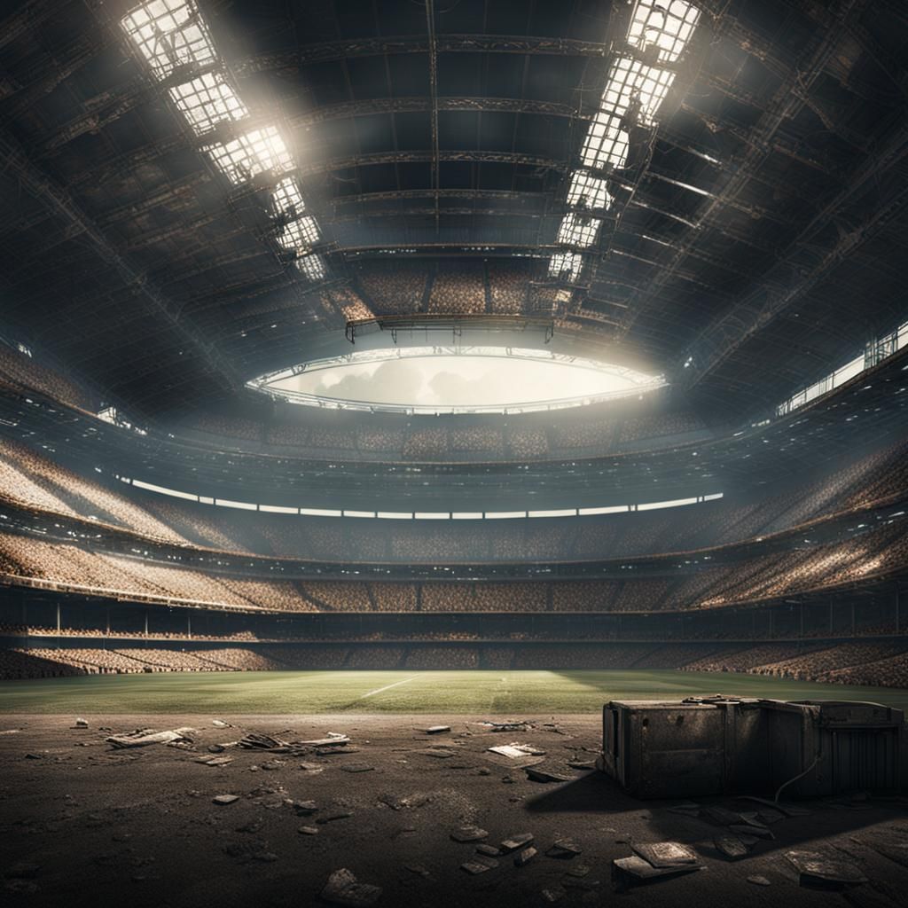 Empty Football Stadium in Post-Apocalyptic Style