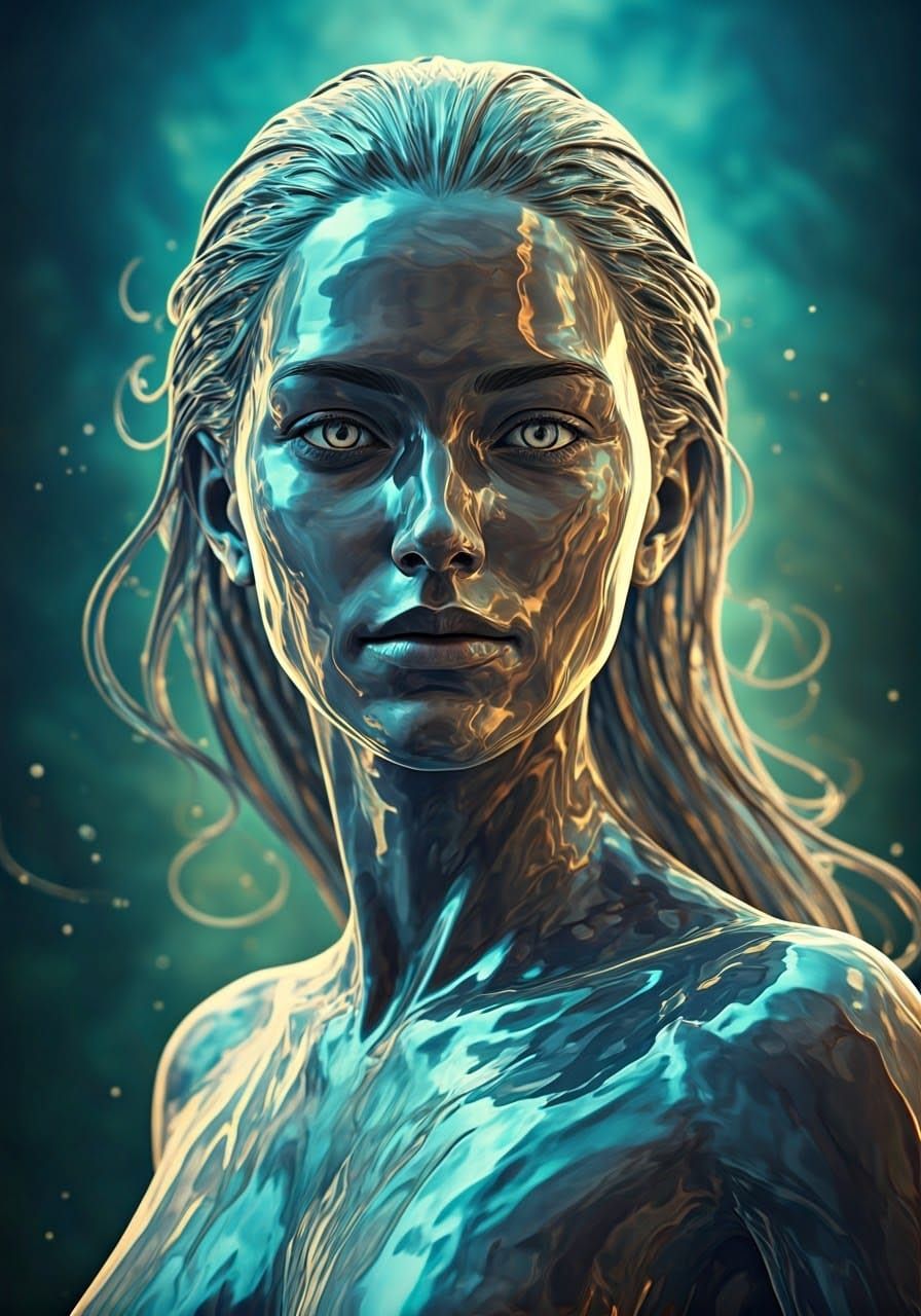 A mermaid made of water