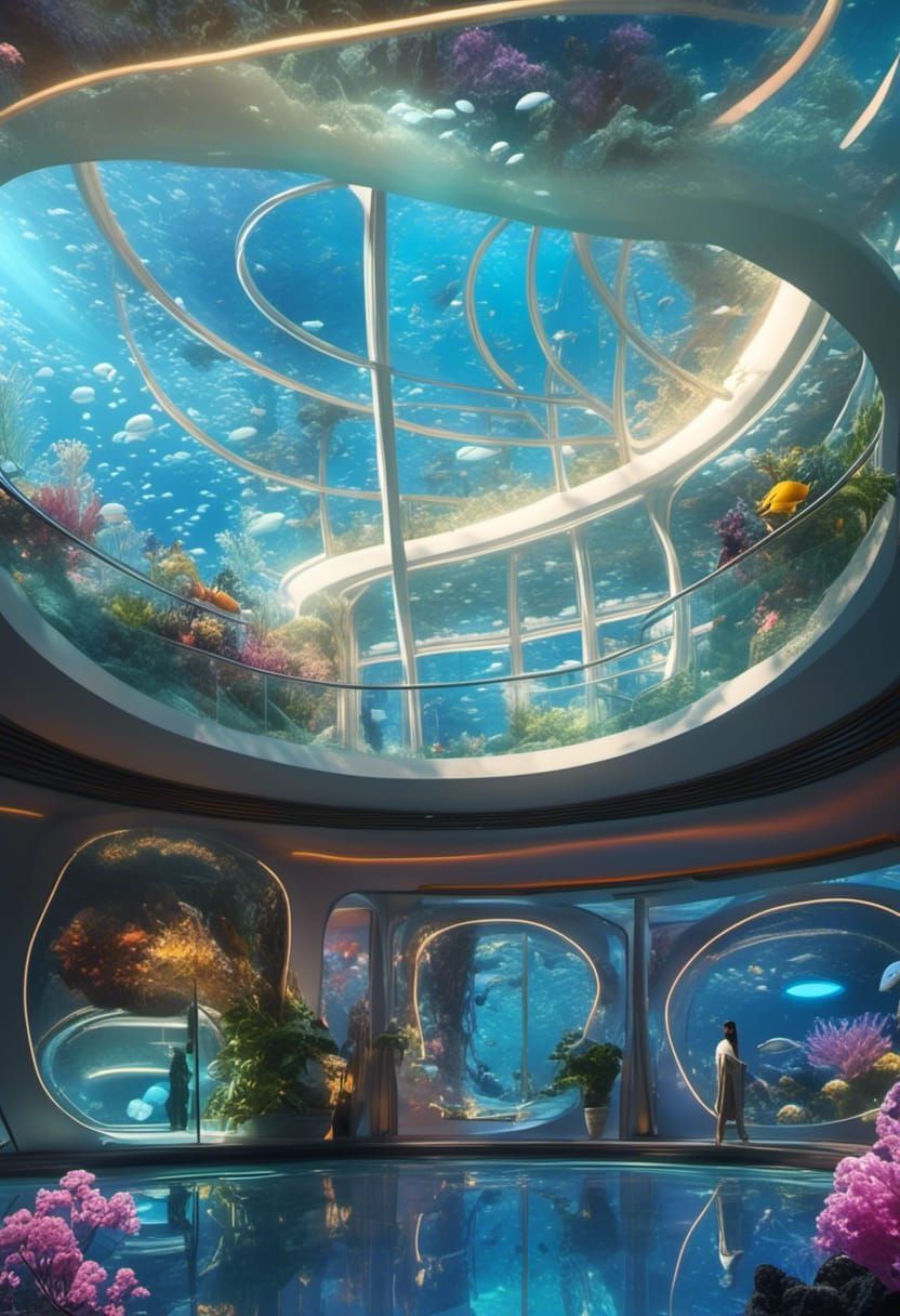 Underwater Habitat: Retrofuturistic Solarpunk Living