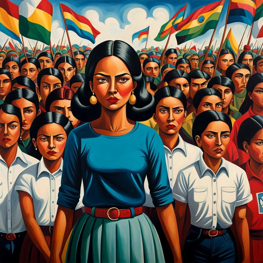 Protesting Woman in Covarrubias Style Caricature