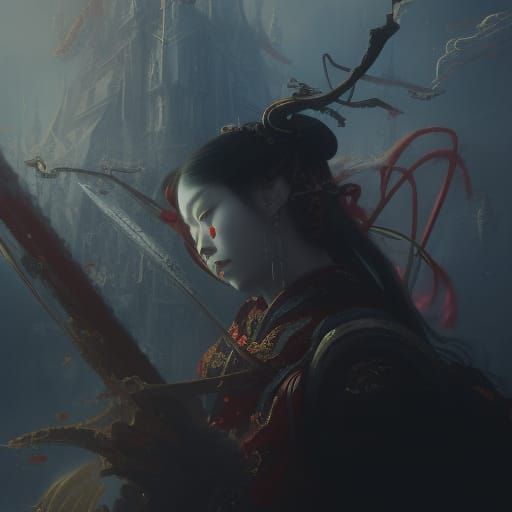 Demonic Samurai: Dark Fantasy Concept Art