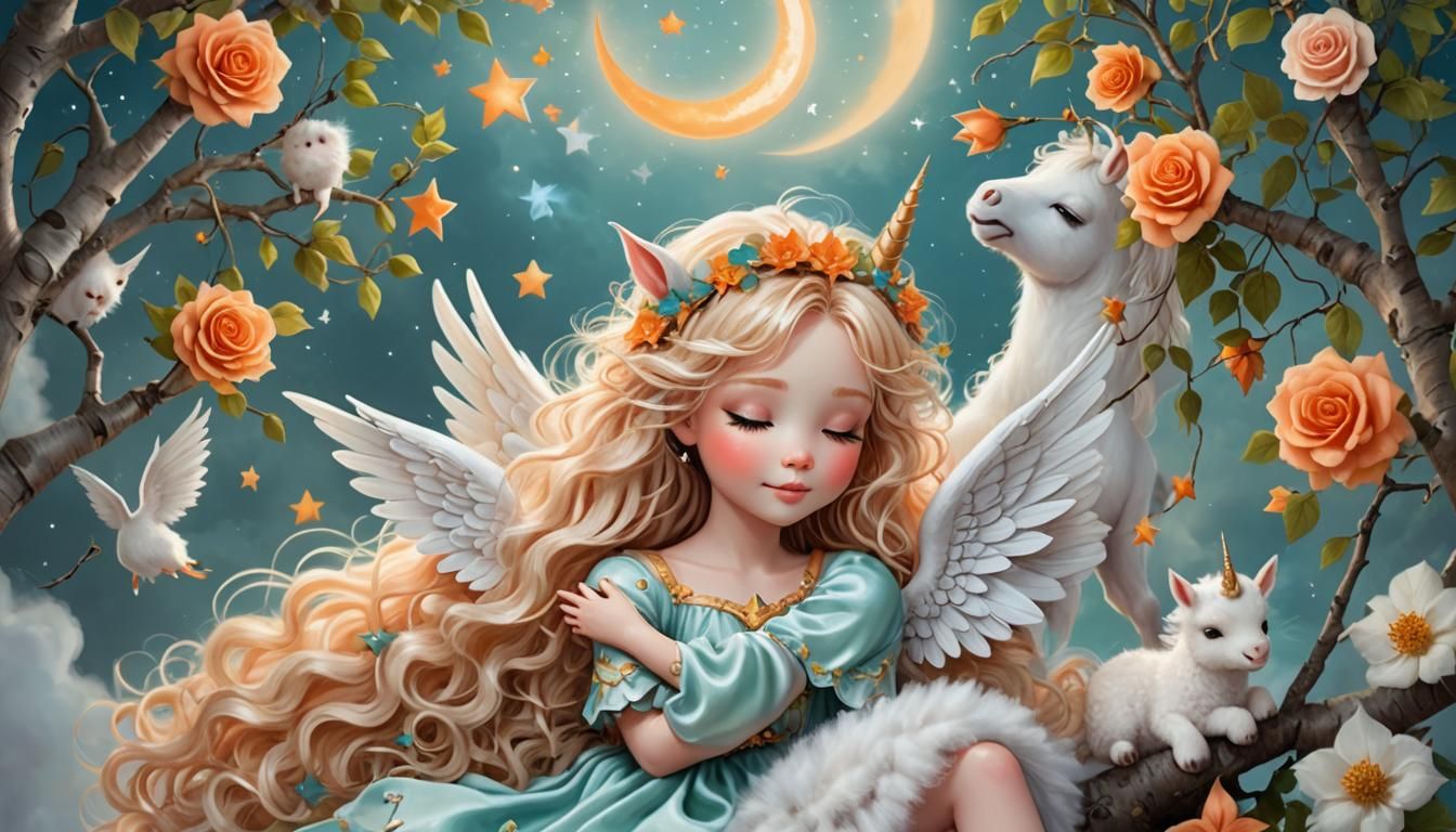 Unicorn Fairy Beatrix taking care of her little ones,so ador...