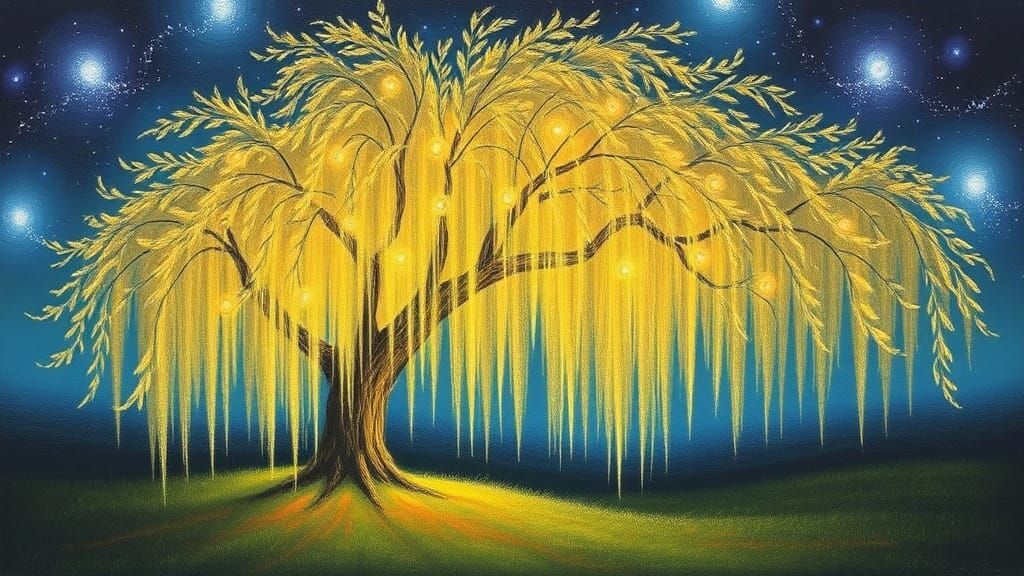 Luminous Willow Tree Inspired by Fantasy Art