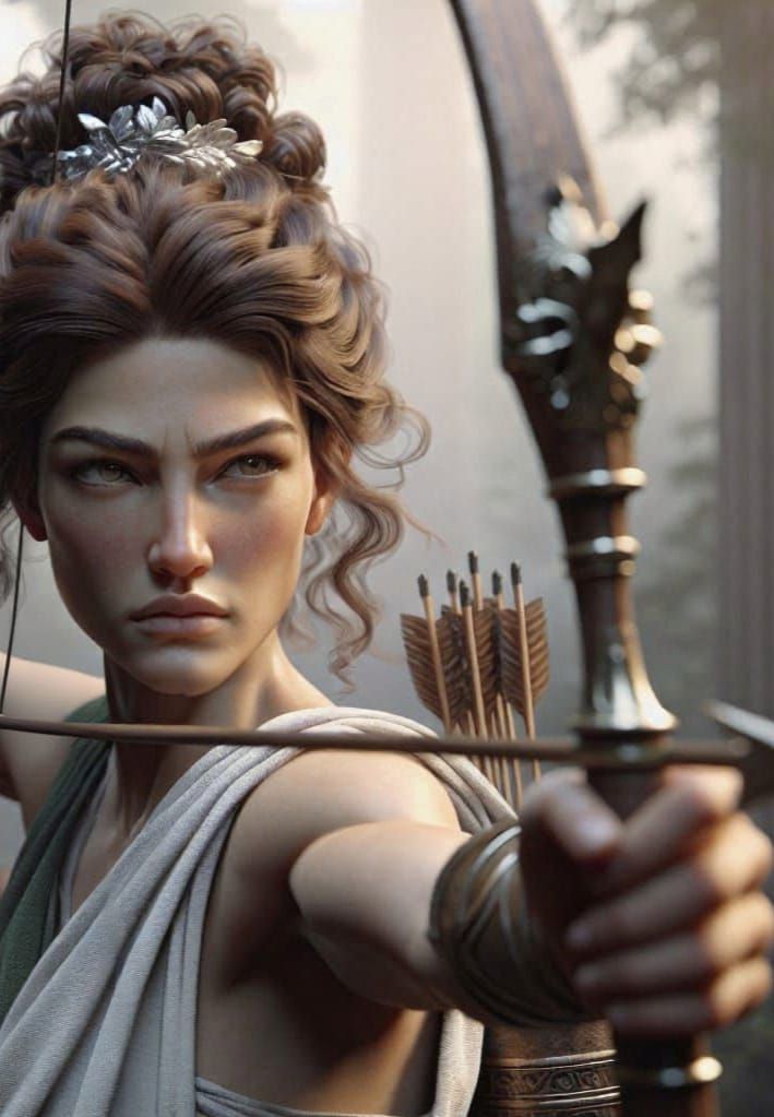 Artemis, Goddess of the Hunt, in Greek Forest